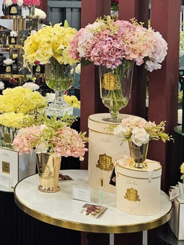 GSG06 | NEW Grand Summer Posy in Cherry Pink - Gold Vase